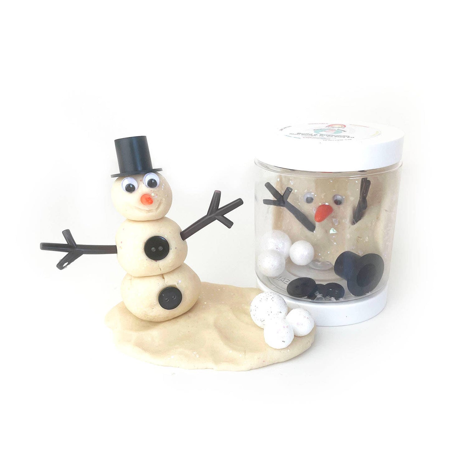 Snowman Mini Dough-To-Go- Christmas/Winter Non-Toxic Sensory Play Kit for Ages 3 and up