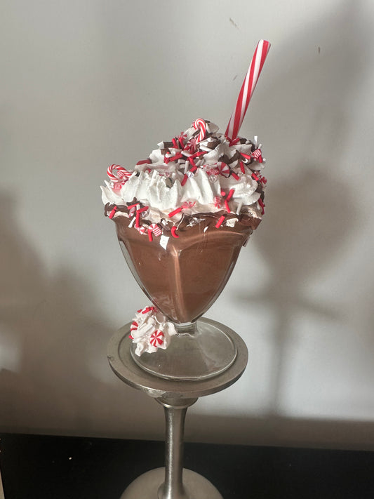 Fake Bake Christmas Decor- Chocolate Ice Cream Sundae with Faux Whipped Cream & Sprinkles