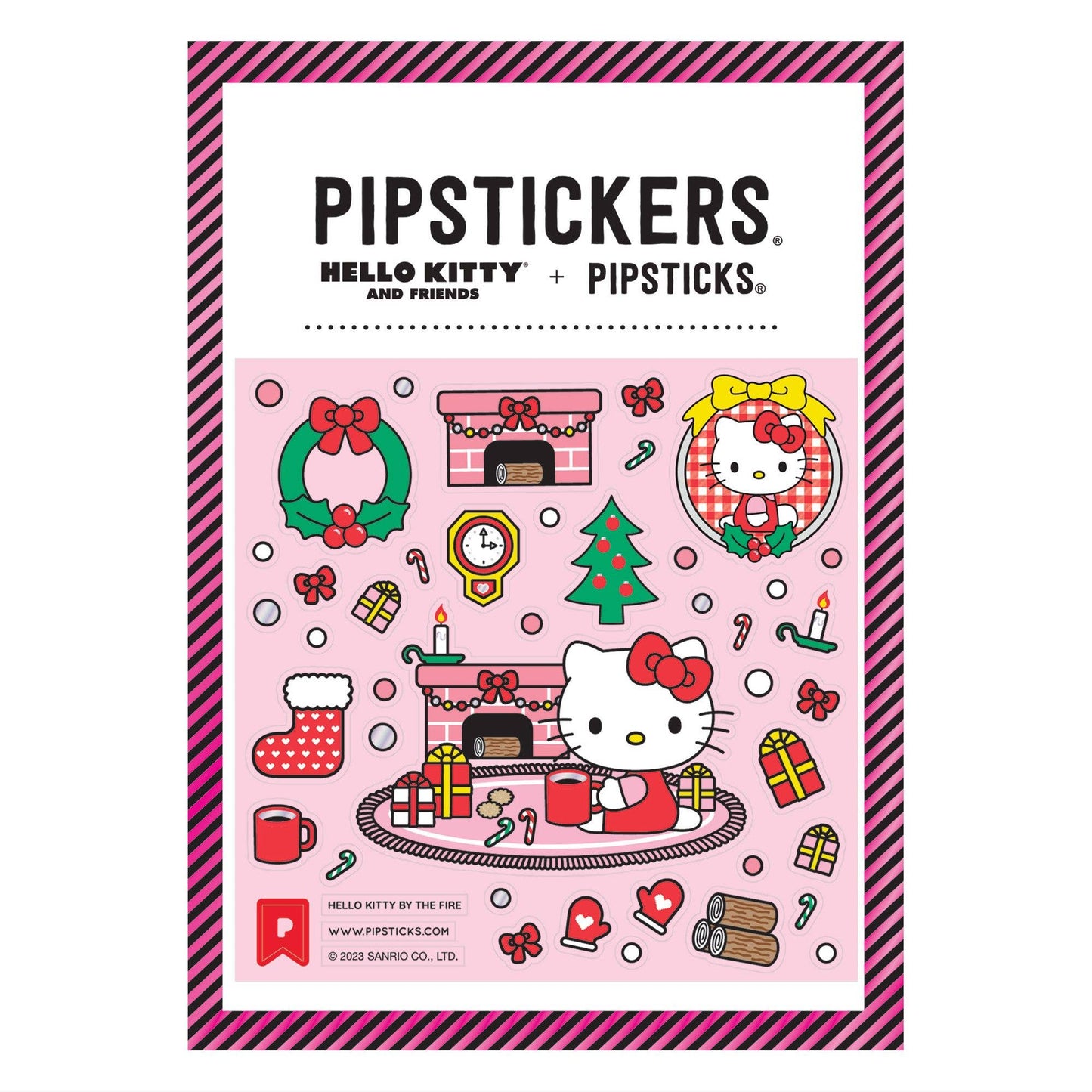 Hello Kitty By The Fire- Cozy, Comfy Fireplace Stickers with Hello Kitty!