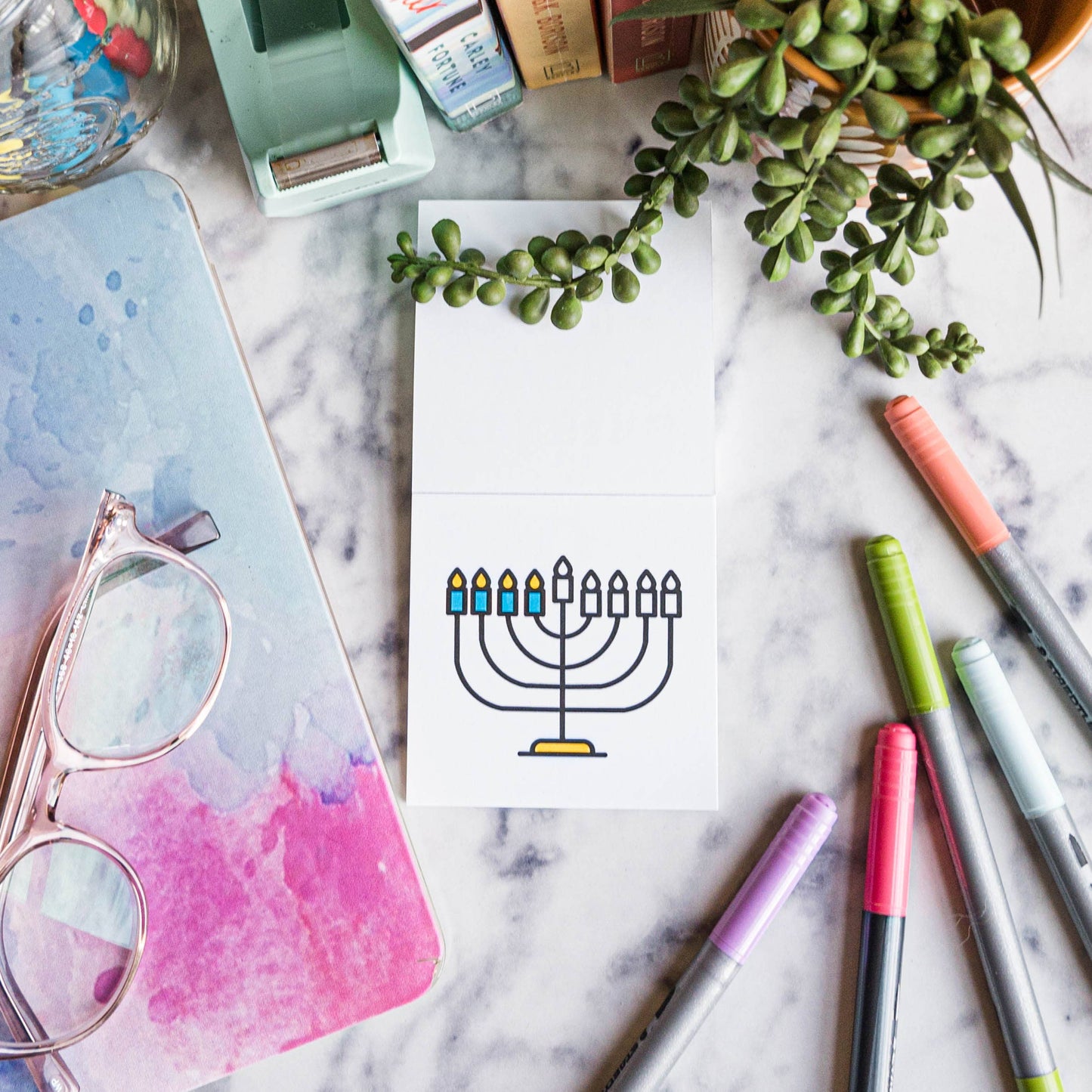 Happy Hanukkah- Easy Tear Mini Coloring Book for Adult