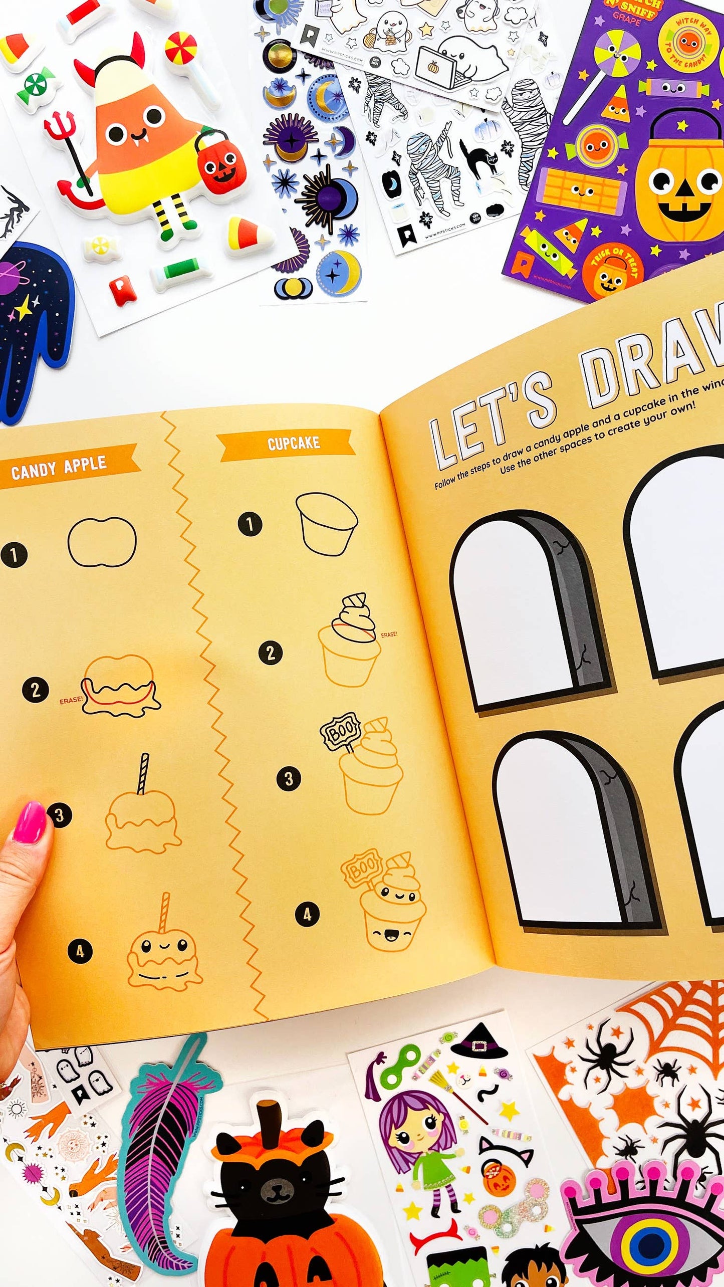 Draw-Along Kawaii Halloween Themed Sticker Book by Pipstickers!
