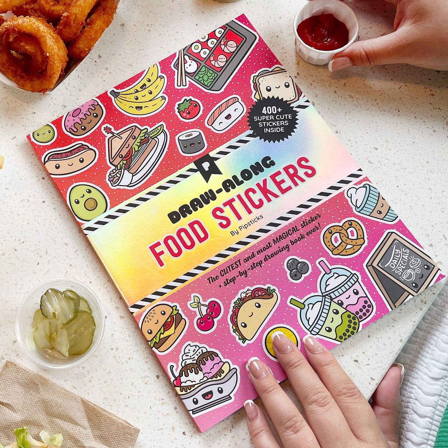 PipSticks Draw-Along Kawaii Style Food Sticker Book