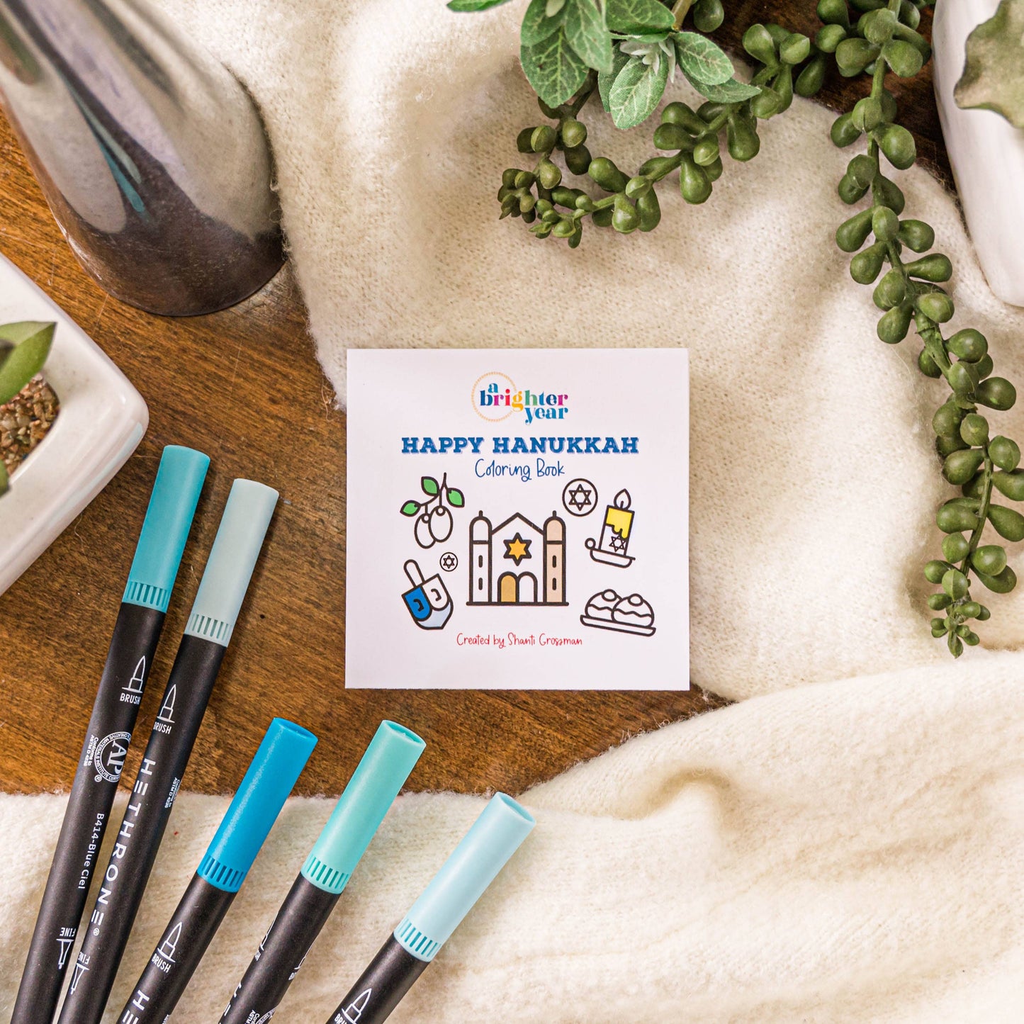 Happy Hanukkah- Easy Tear Mini Coloring Book for Adult