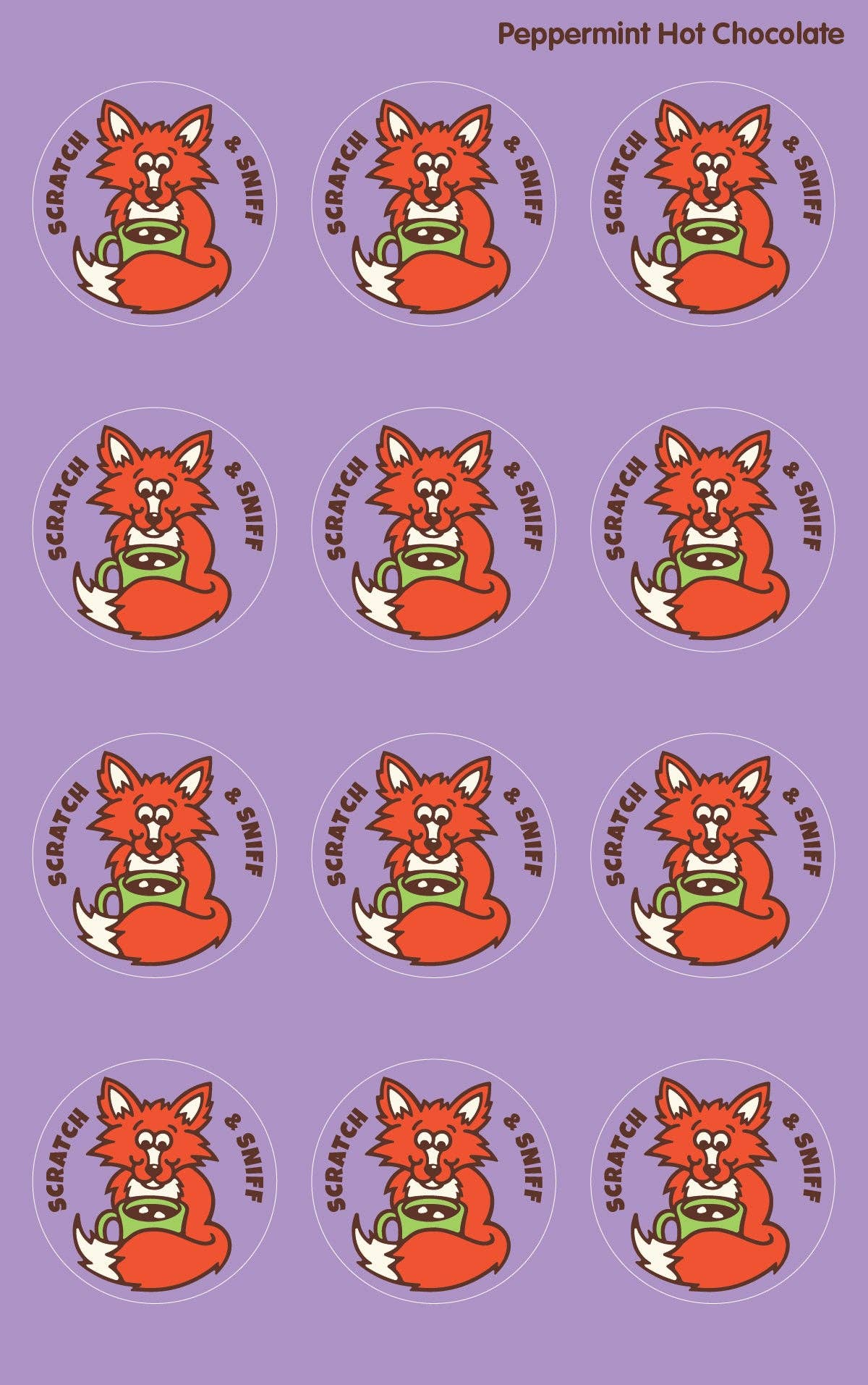 Peppermint Hot Chocolate Fox EverythingSmells Scratch & Sniff Stickers