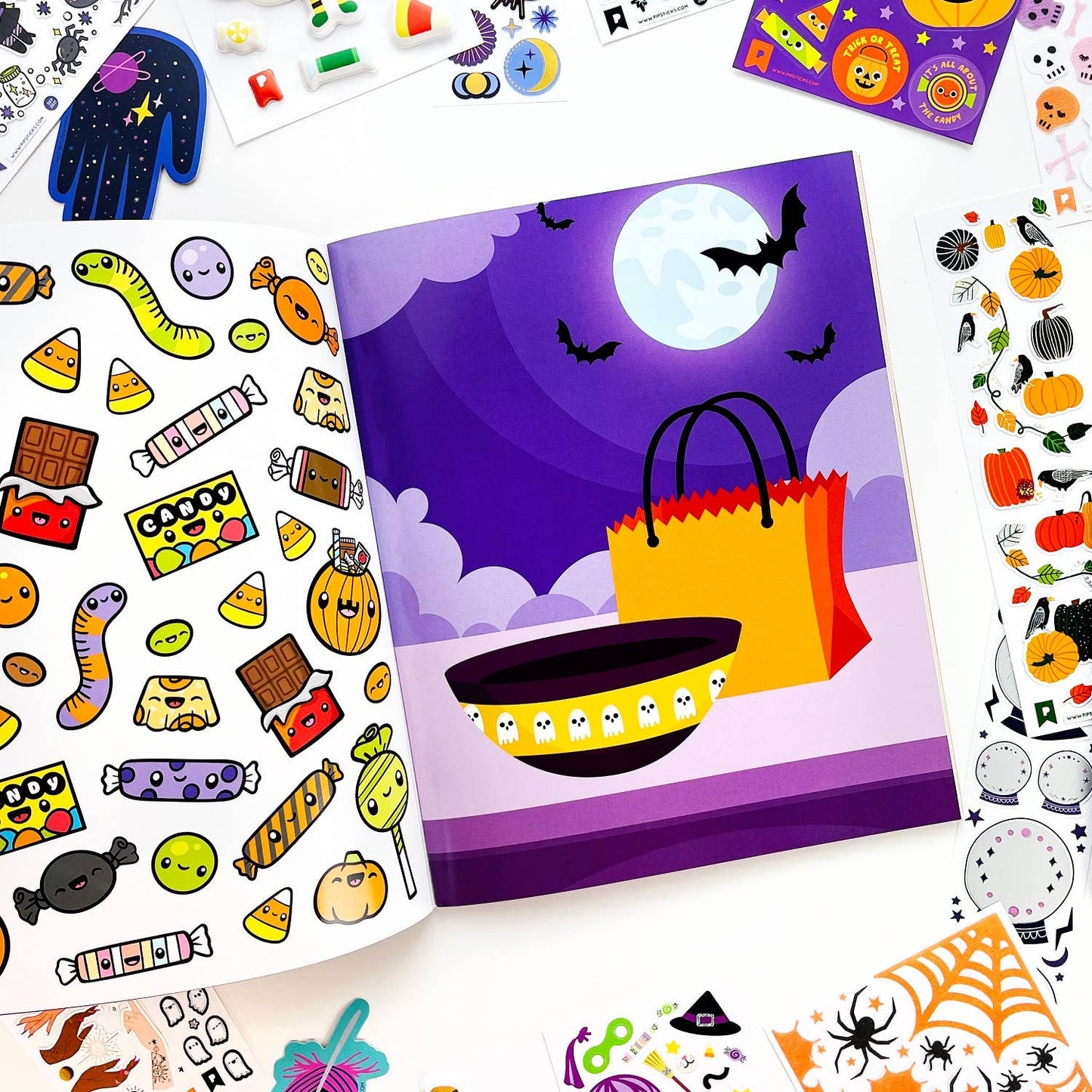 Draw-Along Kawaii Halloween Themed Sticker Book by Pipstickers!