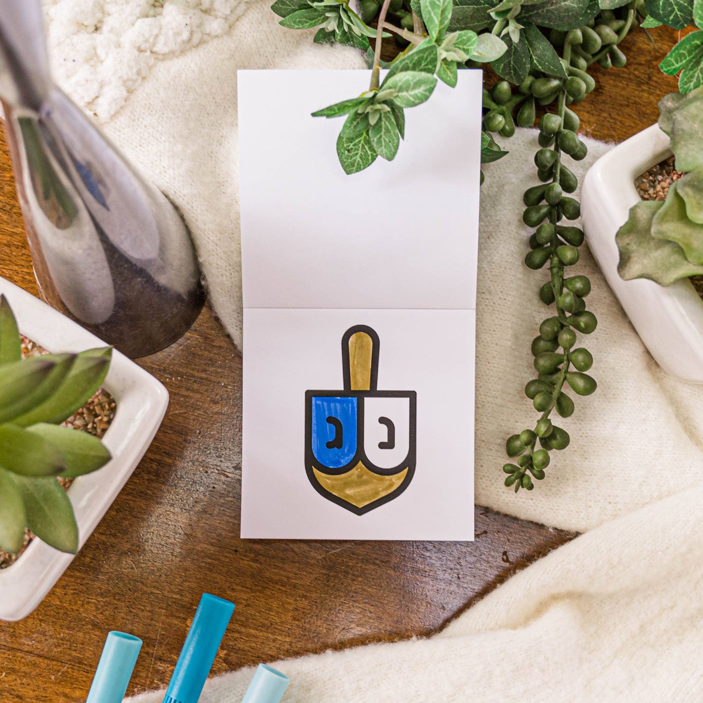 Happy Hanukkah- Easy Tear Mini Coloring Book for Adult