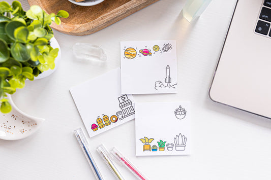 Color Your Own 3 Post-its Bundle, space, coffee, plants