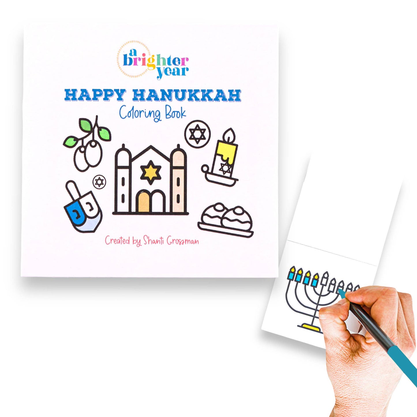 Happy Hanukkah- Easy Tear Mini Coloring Book for Adult