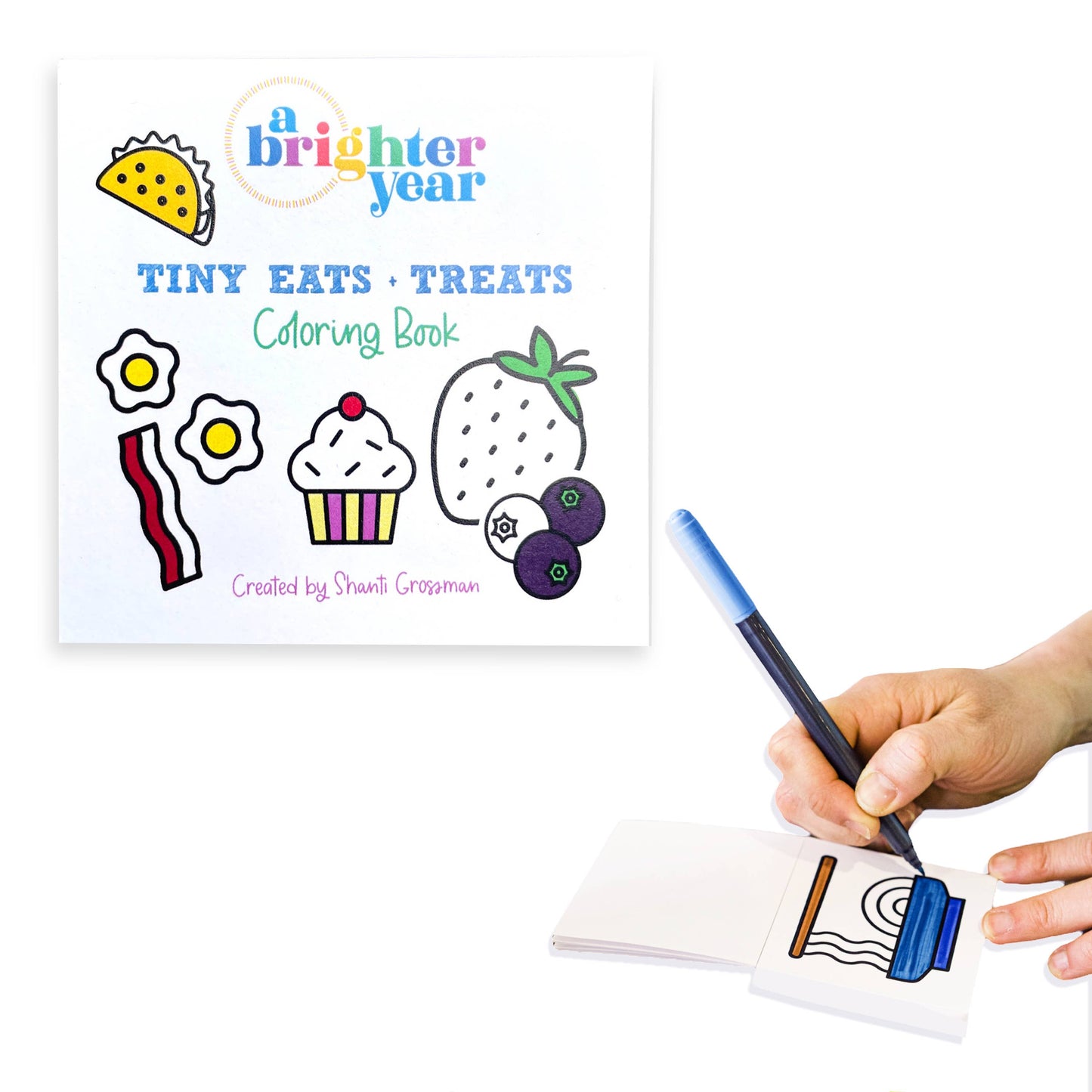 Tiny Eats Treats Easy Tear Glue Bind Coloring Book for Adult