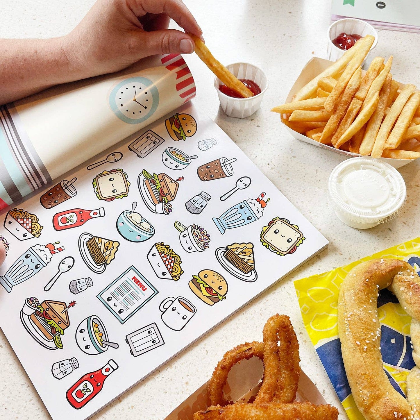 PipSticks Draw-Along Kawaii Style Food Sticker Book