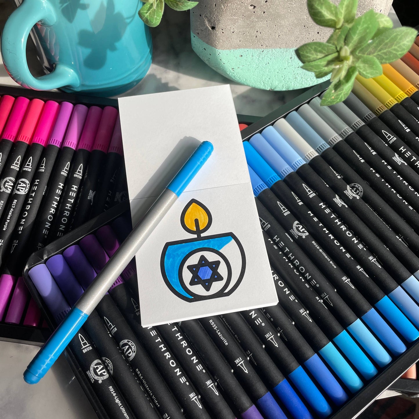 Happy Hanukkah- Easy Tear Mini Coloring Book for Adult