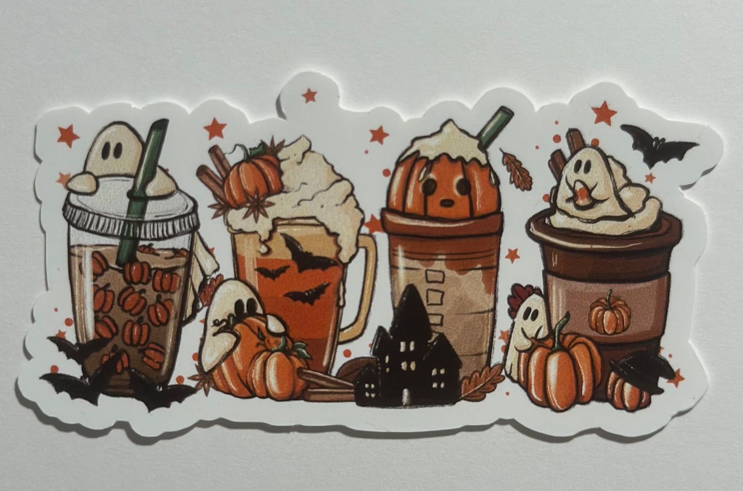 Boo Spooky Cute  Fall Latte Vinyl Sticker