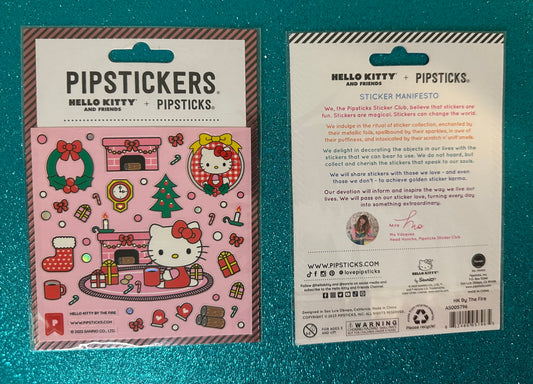 Hello Kitty By The Fire- Cozy, Comfy Fireplace Stickers with Hello Kitty!