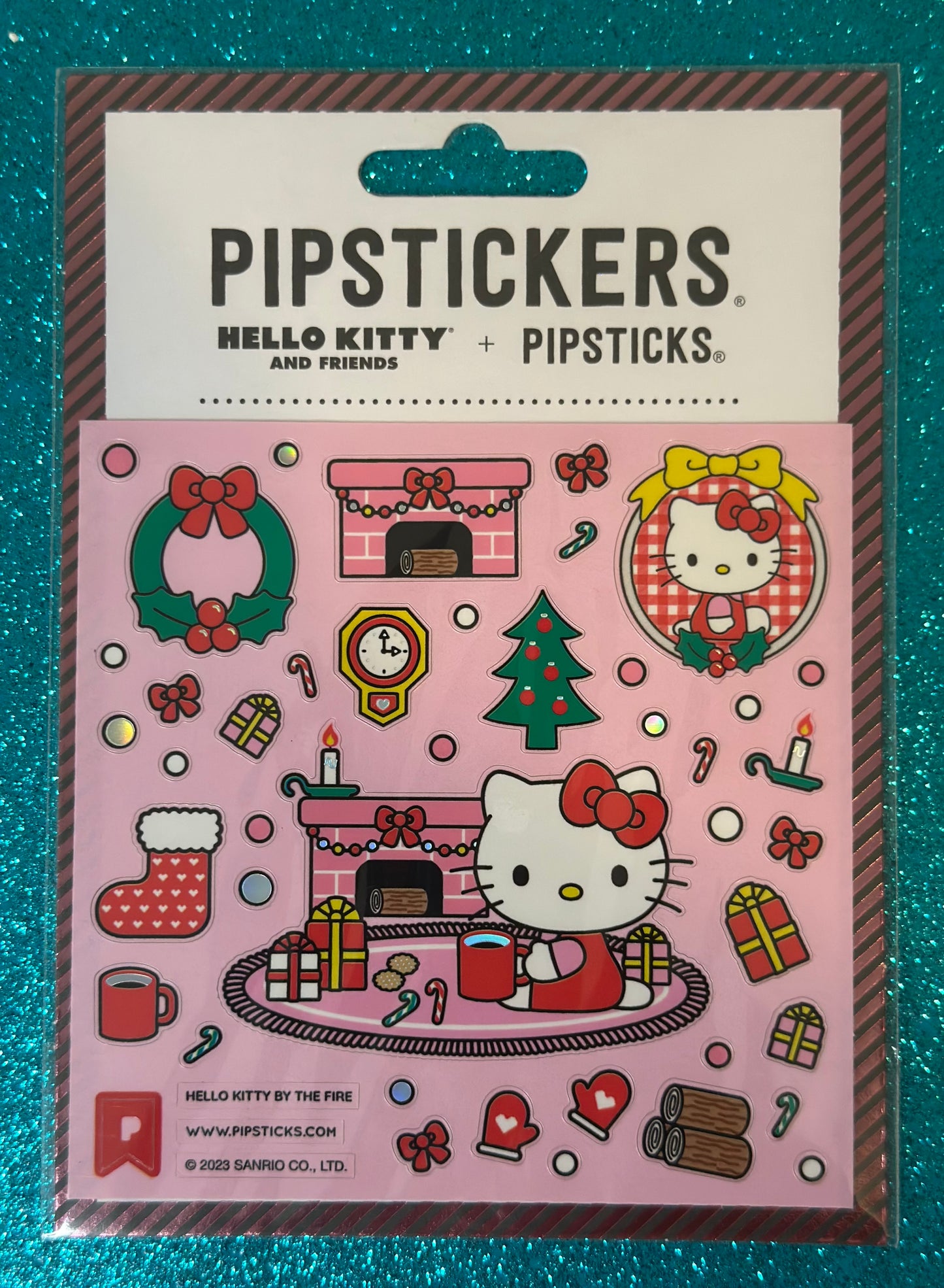 Hello Kitty By The Fire- Cozy, Comfy Fireplace Stickers with Hello Kitty!