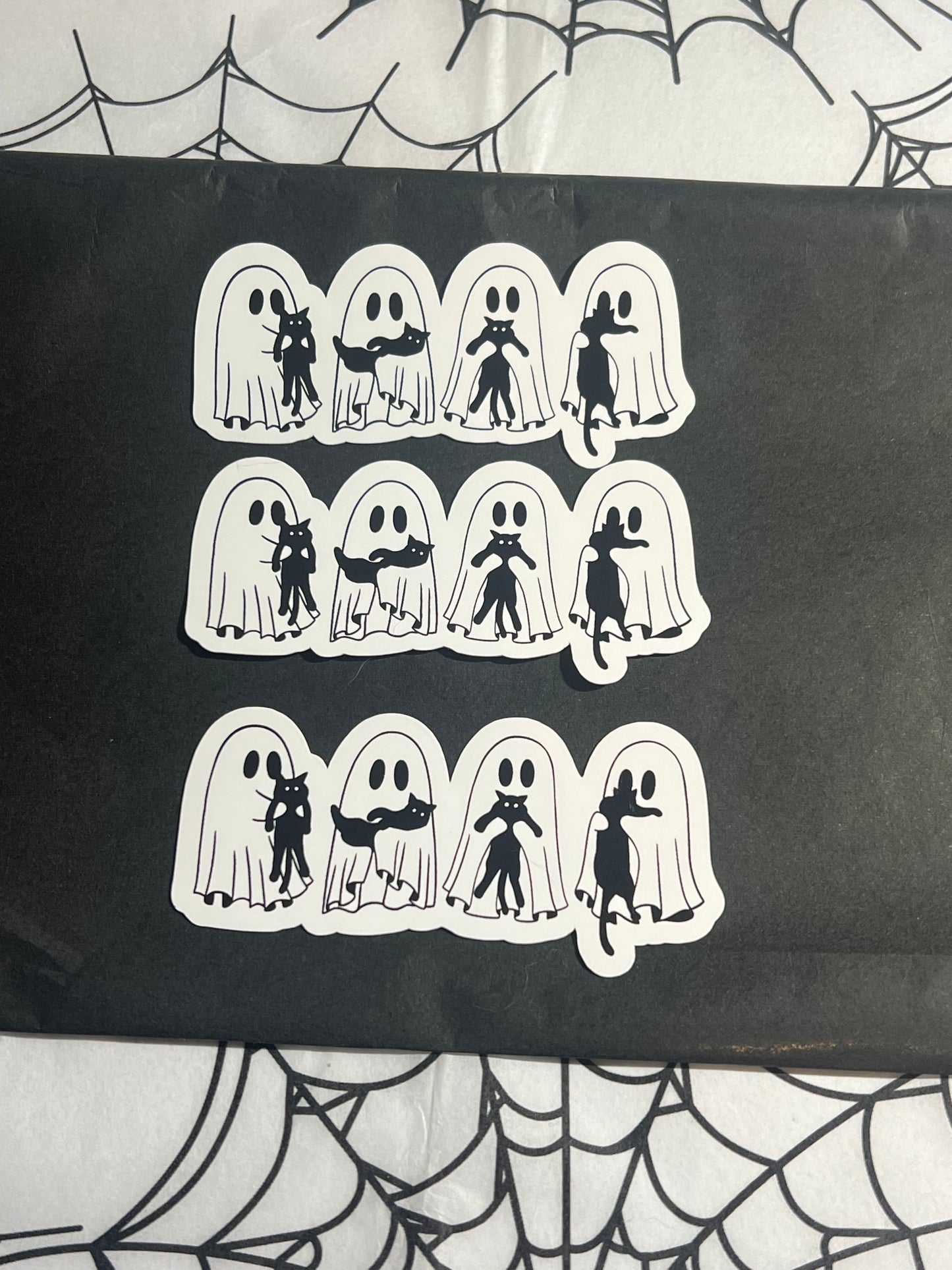 Ghost with Cats Vinyl Sticker