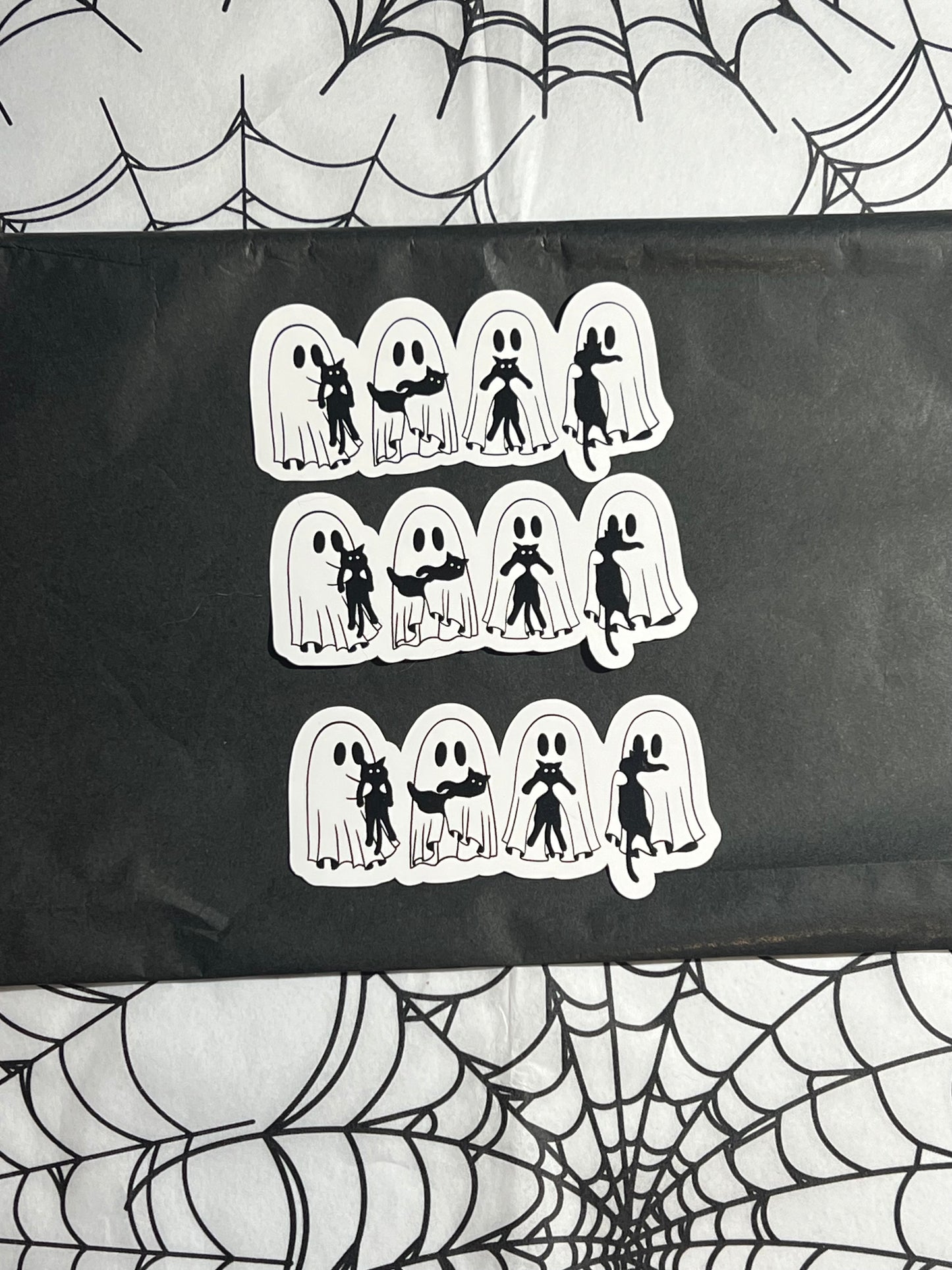 Ghost with Cats Vinyl Sticker