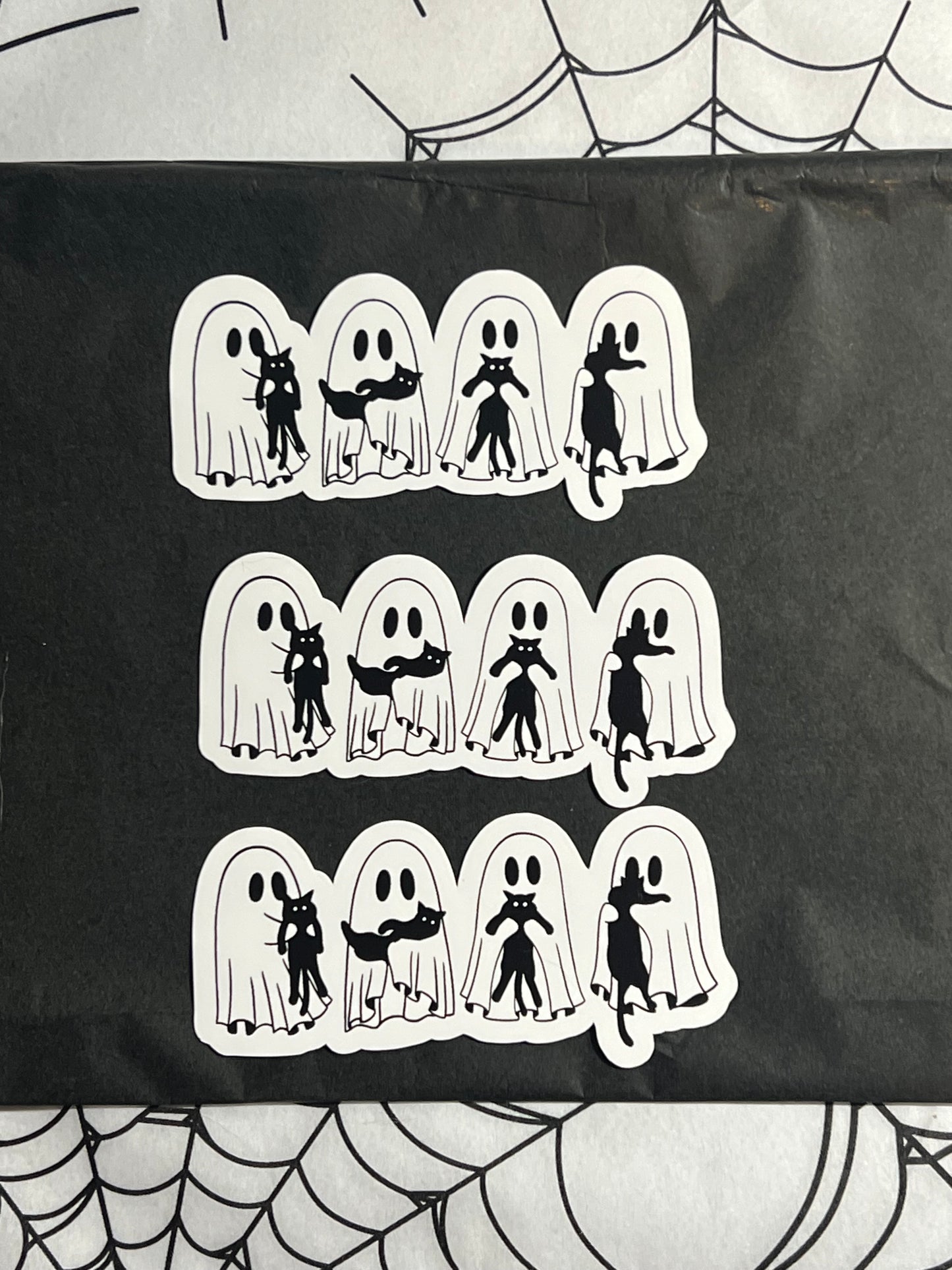 Ghost with Cats Vinyl Sticker