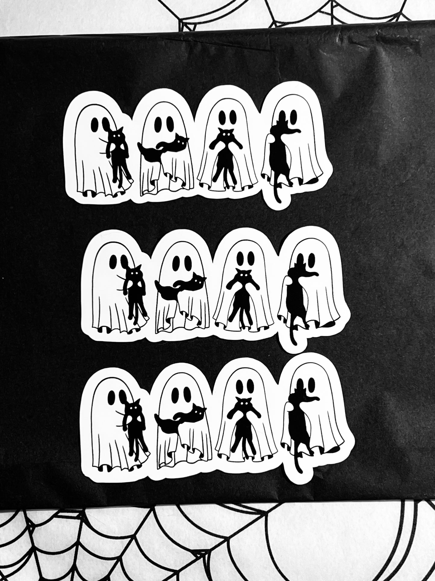 Ghost with Cats Vinyl Sticker