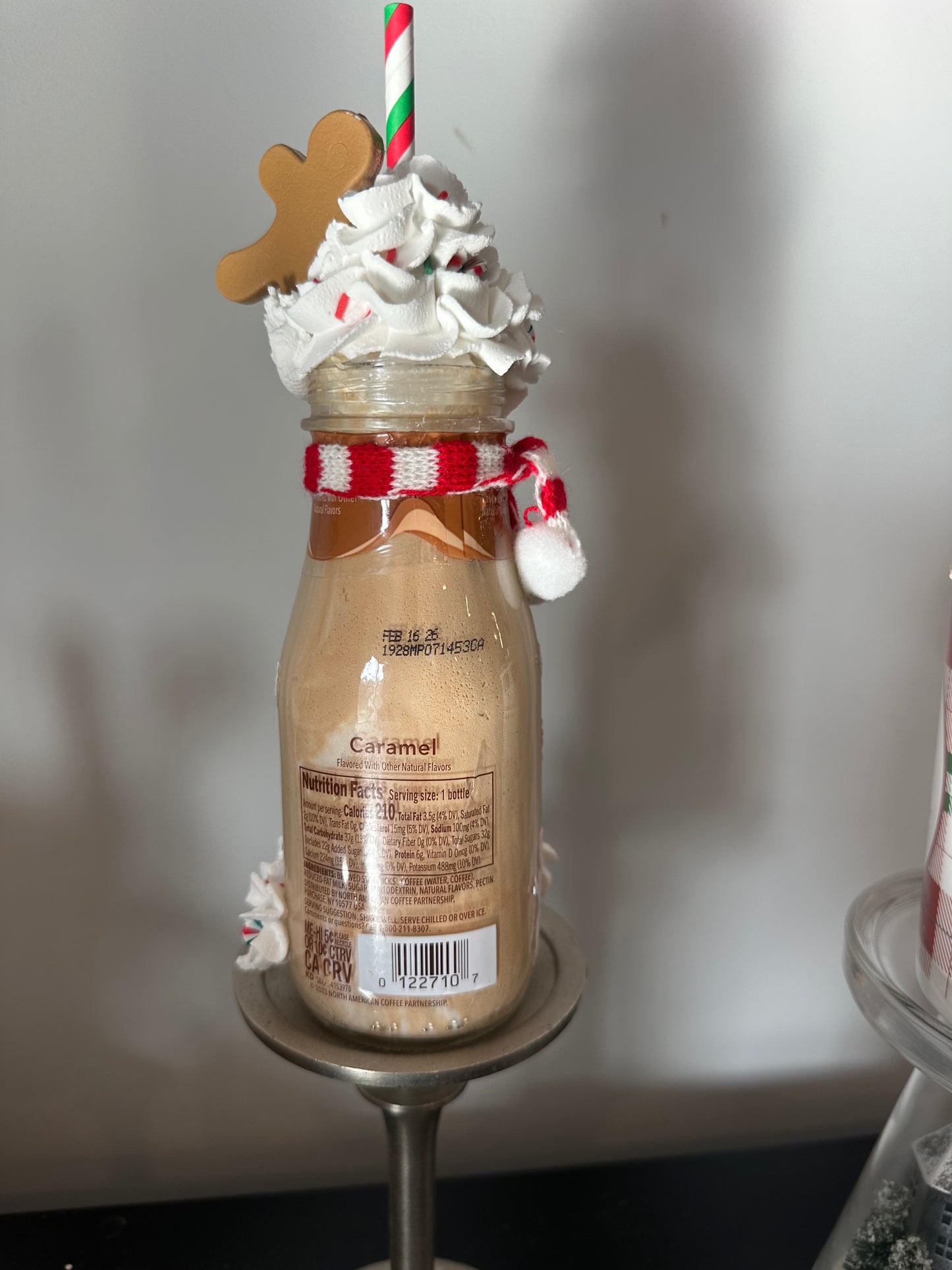 Christmas Decor: Fake Bake Sbucks Caramel Frappuccino with Sprinkles & Gingerbread Cookies