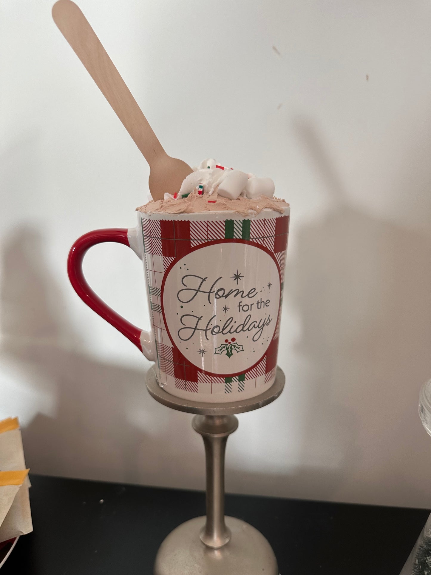 Fake Bake Decor- Hot Cocoa Christmas Mug with Faux Whipped Cream & Sprinkles