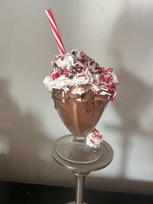 Fake Bake Christmas Decor- Chocolate Ice Cream Sundae with Faux Whipped Cream & Sprinkles