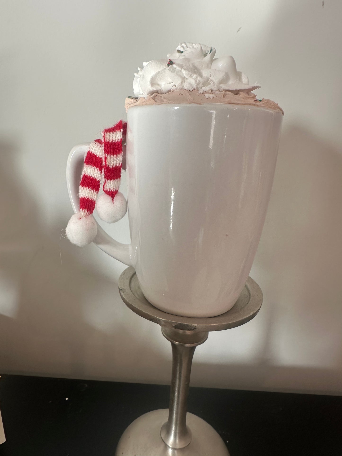 Fake Bake Decor- "I Smell Snow"  Hot Cocoa Christmas Mug with Faux Whipped Cream & Sprinkles
