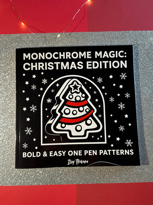 Monochrome Magic Christmas Edition: Bold and Easy One Pen Patterns | 50 Holiday Themed Hand-Drawn Images Ready to Color | Festive Designs for Relaxation and Stress Relief for Kids, Teens, and Adults