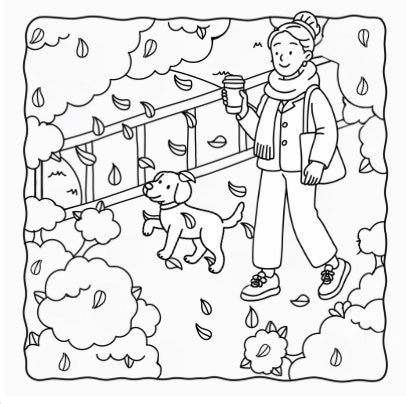 Japan in Autumn-A Cozy Fall Coloring Book | 30 Hand-Drawn Scenes with Girls on Holiday