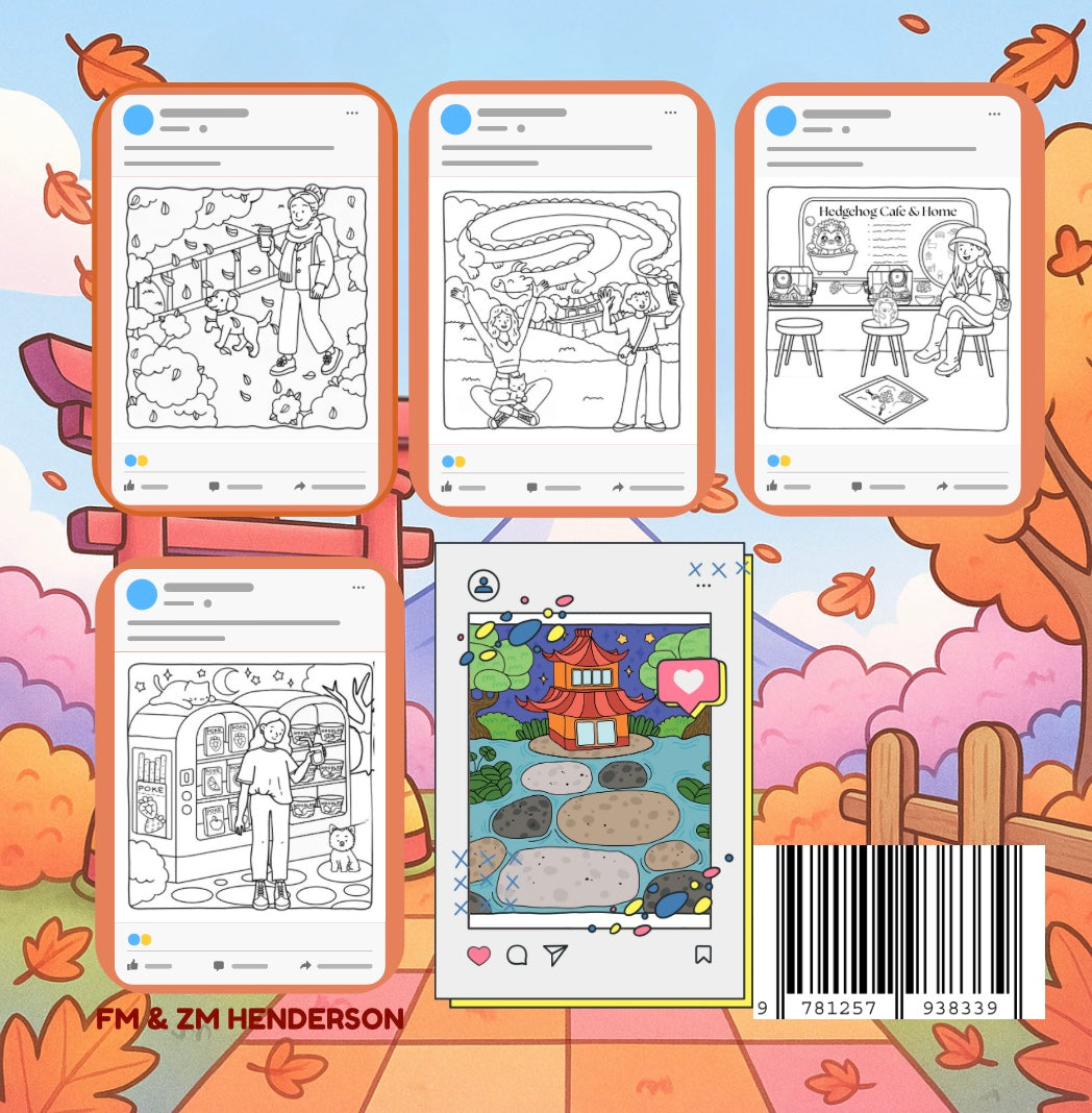Japan in Autumn-A Cozy Fall Coloring Book | 30 Hand-Drawn Scenes with Girls on Holiday