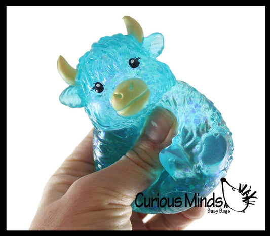 Highland Cow- Thick Glue/Gel Syrup Molasses Stretch Ball Sensory Toy! Ultra Squishy and Moldable Slow Rise Relaxing Fidget Stress Toy