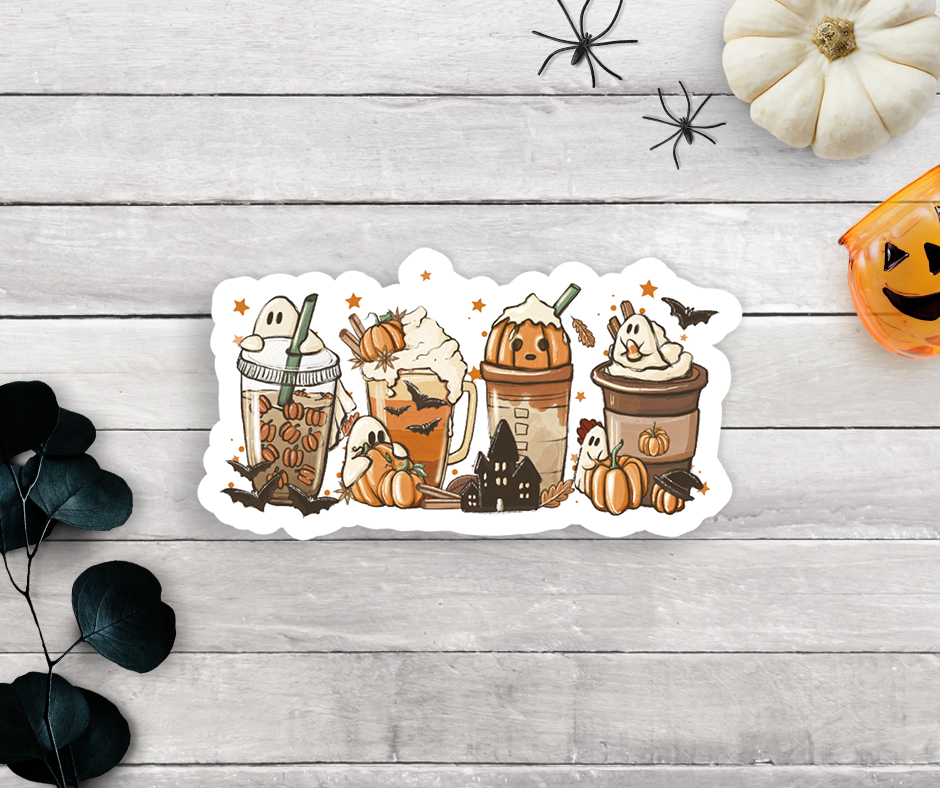 Boo Spooky Cute  Fall Latte Vinyl Sticker