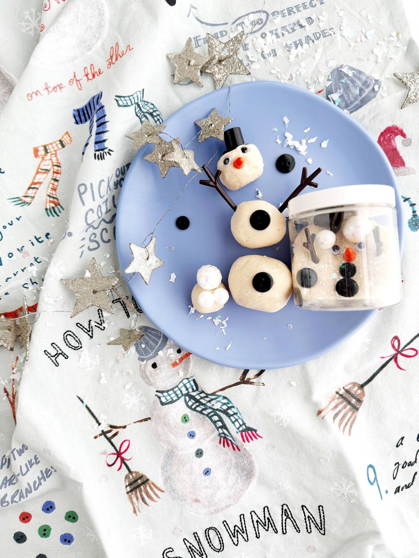 Snowman Mini Dough-To-Go- Christmas/Winter Non-Toxic Sensory Play Kit for Ages 3 and up