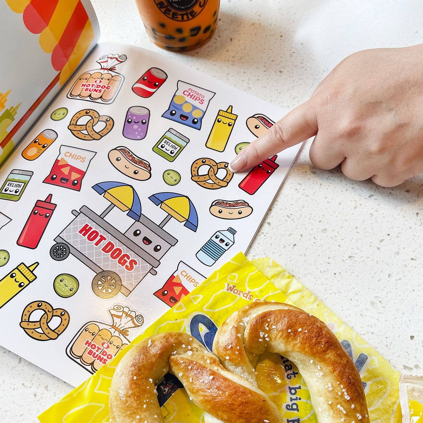 PipSticks Draw-Along Kawaii Style Food Sticker Book